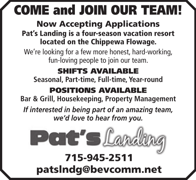 Join our team at Pats Landing